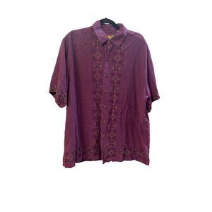 Mens purple Caribbean embroidered button down cotton shirt #0167JJEAM